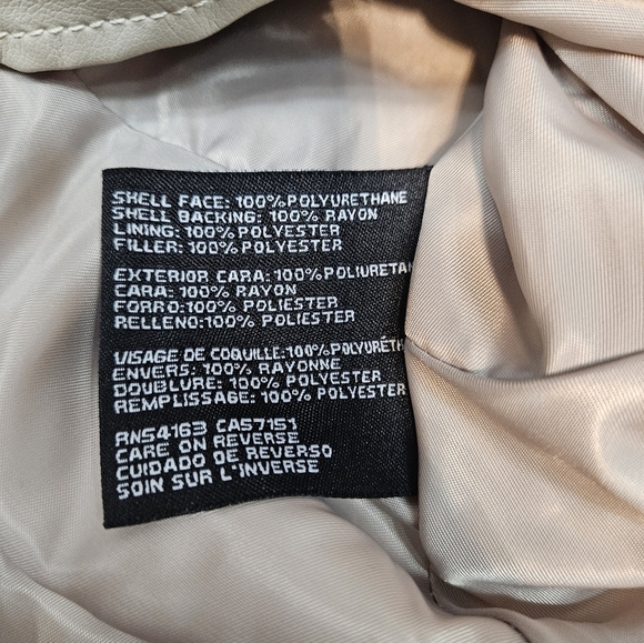 Guess Cream Faux Leather Perforated Flounce Lightweight Jacket Size XL Women's - Picture 9 of 14